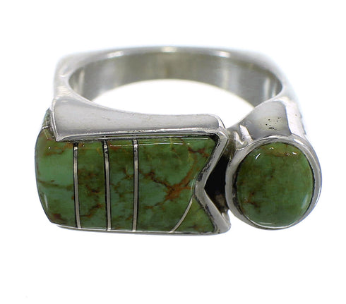 Authentic Sterling Silver Southwest Turquoise Inlay Ring Size 6-1/4 QX83990